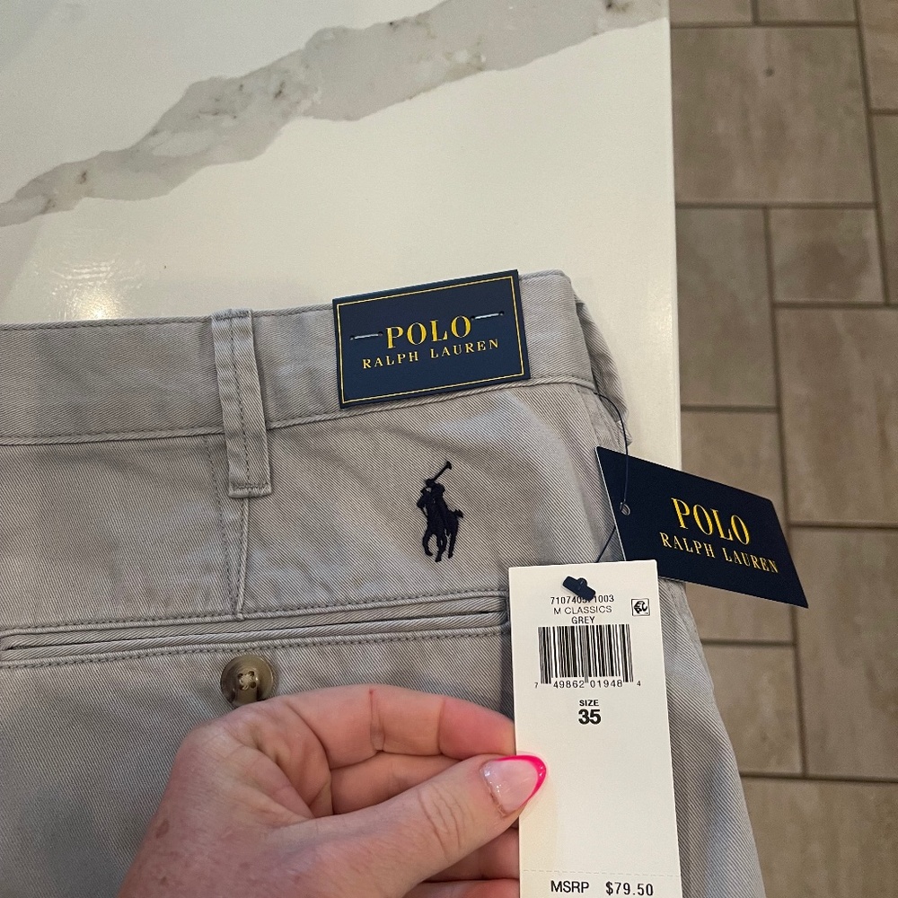 RALPH LAUREN POLOR MEN'S SHORTS SIZE 35 GREY COLOR - NWT